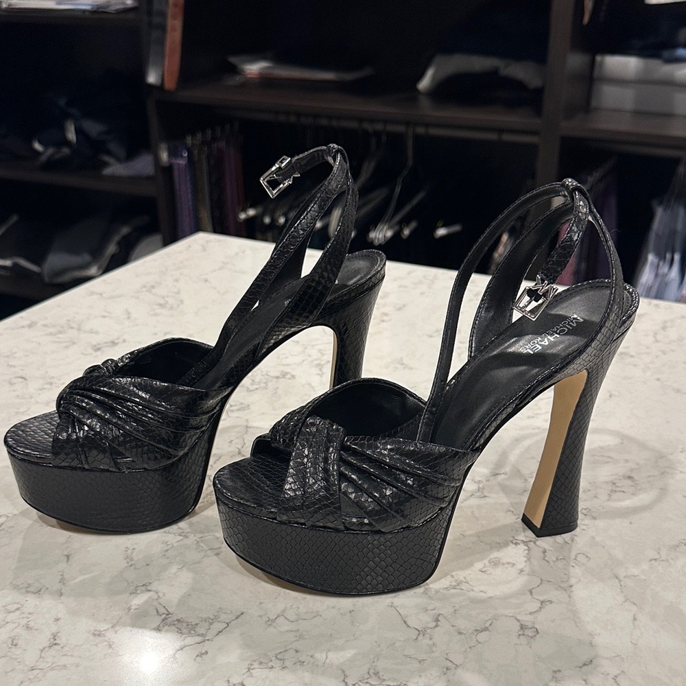 Michael Kors Black Textured Heels - Picture 2 of 7